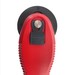 detailed view of back of red and black rotary cutter
