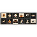 Witching Hour fabric panel featuring 12 different tiles of halloween saying with an accompanying halloween motif