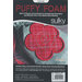Image of packaging cover for puffy foam, showing a demonstration of use