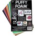 The puffy foam out of its packaging, demonstrating the different colors