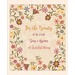Cream mottled fabric panel with a wildflower border and script words in the center that read 