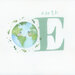 Section of the panel featuring the letter E with a picture of the earth on a white background