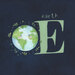 Section of the panel featuring the letter E with a picture of the earth on a dark blue background