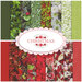 Collage of the green and red floral fabrics included in the Hand Picked: Christmas collection.