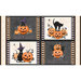 Digital image of placemat panel featuring a black cat and jack o'lanterns