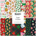 Collage of the red, green, black, and white fabrics featuring holiday treats that are included in the Sugar & Spice collection.