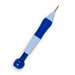 Image of the blue and white adjustable punch needle tool isolated on a white background