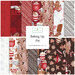 Collage of fabrics in baking up joy featuring, cookies, hot cocoa and baking supplies in red, brown, and white 