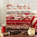 Styled photography of fabrics in baking up joy featuring, cookies, hot cocoa and baking supplies in red, brown, and white 