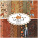 collage of all bittersweet farm fabrics in warm shades of cream, tan, orange, green, and black