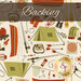 An image of the backing fabric, a cream print with illustrated camping paraphernalia all over.