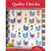 Front of the pattern book showing the completed quilt with chickens and flowers in bright cheerful colors