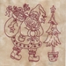 A machine embroidered Santa carrying a sack of toys.