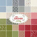 collage of all the On Dasher fabrics in muted shades of icy blue, white, red, and green