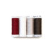 Photo of 4 thread spools next to one another in black, gray, white, and red, isolated on a white background