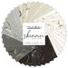 collage of all shimmer fabrics, splayed in a circle, in lovely shades of white, ecru, gray, and black