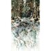 lovely fabric, featuring a watercolor pine forest on a rocky outcropping