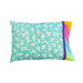 The finished pillowcase in teal, isolated on a white background.