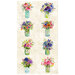 Panel fabric featuring floral arrangements in jars, featuring various colorful flowers on a light background.