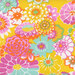 close up of Fabric featuring multicolor modern florals on a daisy yellow background.