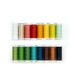 The 16 spools included in the thread set, laid out in rainbow order and isolated on a white background. 