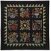 The full, completed Folk Art Sampler quilt in black, isolated on a white background.