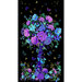 panel featuring a floral tree with butterflies on a black background
