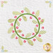 Close up on a block featuring applique details on a green wreath with red gingham berries.