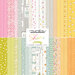 A stacked collage of green, yellow, pink, white, and light blue fabrics in the Shine Layer Cake