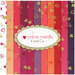 Collage of fabrics in I Heart Ombre Metallic Dessert Roll featuring metallic hearts on pink, red, orange and purple fabrics