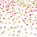White ombre fabric with gold metallic and pink hearts scattered all over