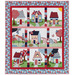 The completed Welcome Home In Summer quilt, colored in gentle red, white, and blue, isolated on a white background.