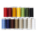 A set of 15 spools of sulky thread, organized in rainbow order and isolated on a white background.