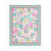 The completed Easy as ABC and 123 quilt in bright aqua, green, pink, and white, isolated on a white background.