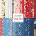 A digital collage of the fabrics featured in the Grand Haven layer cake.