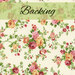 A cream fabric with sprawling green vines and red, pink, and yellow roses. A pastel green banner at the top reads 