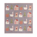 The completed Christmas Calendar quilt in gray, green, red, white, and cream, isolated on a white background.