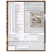 Back of cross stitch pattern showing pattern information, size, and threads used