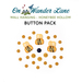 The 27 colorful buttons included in the Honeybee Hollow button pack, isolated on a white background.