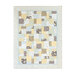 The Easy as ABC and 123 Quilt colored in cream, powder blue, butter yellow, and grey, isolated on a white background. 