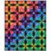 The completed Pineapple quilt in a rainbow of colors and prints, isolated on a white background.