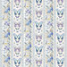 A floral wallpaper patterned fabric featuring vertical stripes with blue and purple butterflies, interspersed with small flowers in various colors.