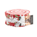 A Love Blooms Jelly Roll Bundle in shades of white, pink and red on a white background