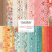 Collage of fabrics in the Sunday Brunch Layer Cake featuring florals and geometric designs in shades of teal, pink, yellow, and red