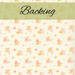 Swatch of a cream fabric with tossed and ditsy floral bouquets in yellow and pink. A light green banner at the top reads 