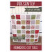 Front cover of the pattern showing the completed Presently quilt in red, white, and green, staged outdoors in front of white paneled doors.