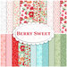 collage of all the fabrics in the Berry Sweet fabric collection in shades of red, blue, and green