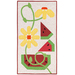 The completed door banner for August, a twisting tableau of yellow flowers and watermelon slices, isolated on a white background. 
