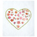 An embroidered heart with a zigzag border and varied roses and other pink embroidery flowers.