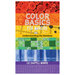 Front of Color Basics for Makers book, featuring a colorful rainbow cover with various projects included in the book.